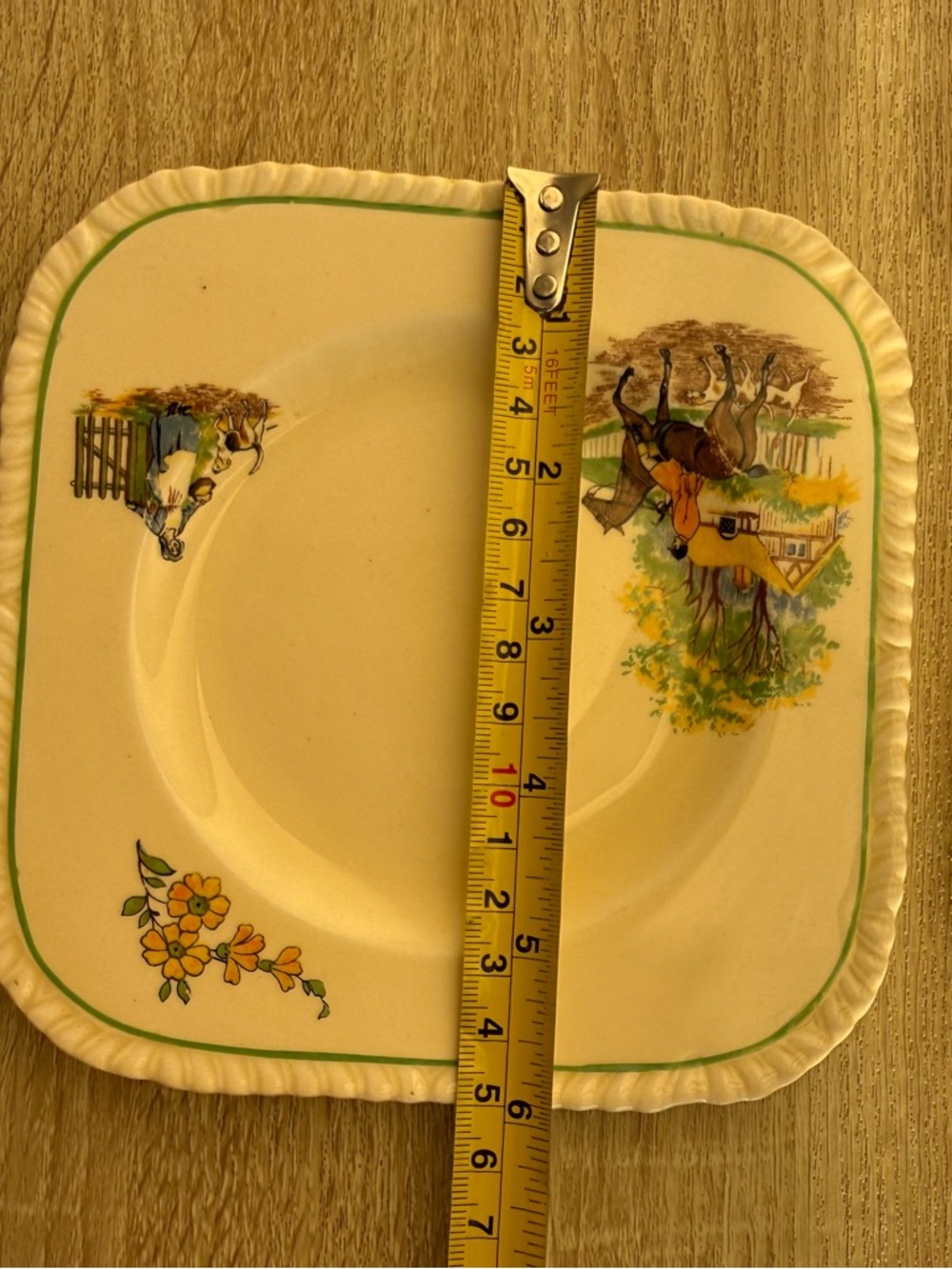Antique RARE 1930’s Art Deco ~ Dessert Plates Set Hunting Scene Horses Drawn Art - Picture 6 of 6